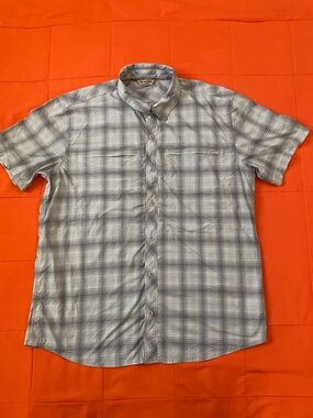 Simms Shirt Men Large Shir Fishing Performance Stretch Short Sleeve Button Vent